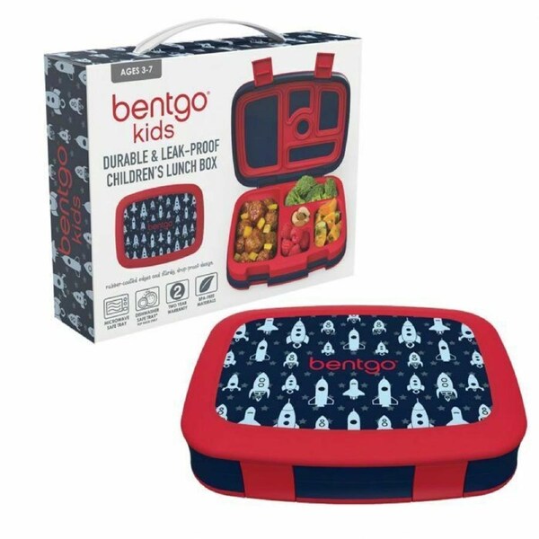 Bentgo Kids Lunch Box With Compartment Bento-Style Container Leak-Proof Rockets
