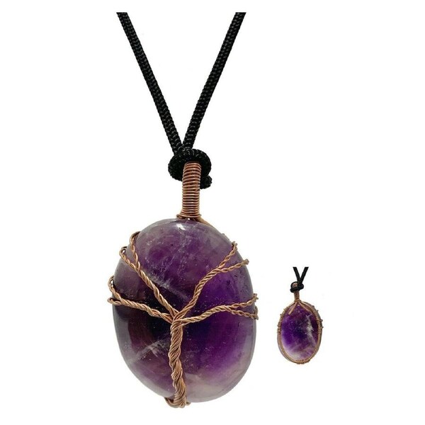 Amethyst Wisdom Tree Crystal Pendant Jewellery Gemstone Reiki Spiritual Energy