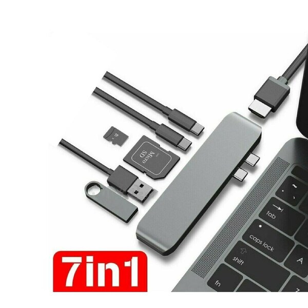 7in1 USB-C Type C HD Output 4K HDMI USB 3.0 Adapter SD TF Card HUB MacBook Pro