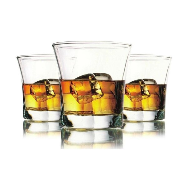 Set of 6 Clear Short Glass Blaze Tumblers Water Drinking Glasses Drink 280ml