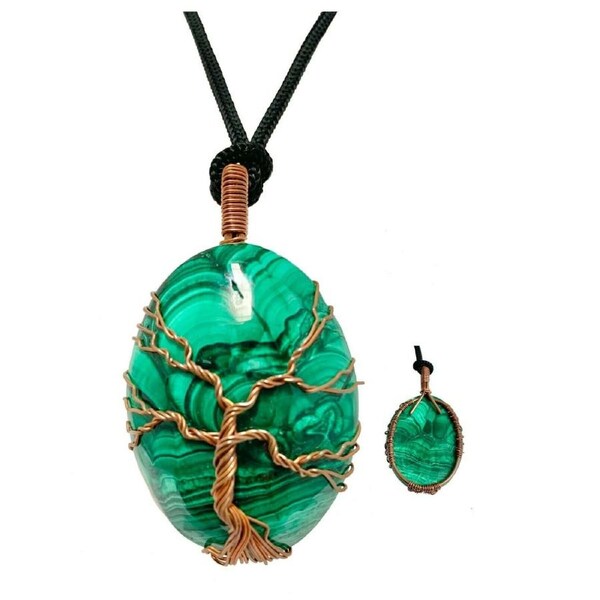 Malachite Wisdom Tree Crystal Pendant Jewellery Gemstone Spiritual Energy