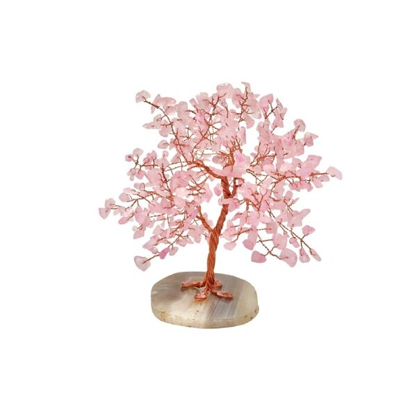 Crystal Chips Tree With Agate Slice Base Rose Quartz Ornaments Money Tree