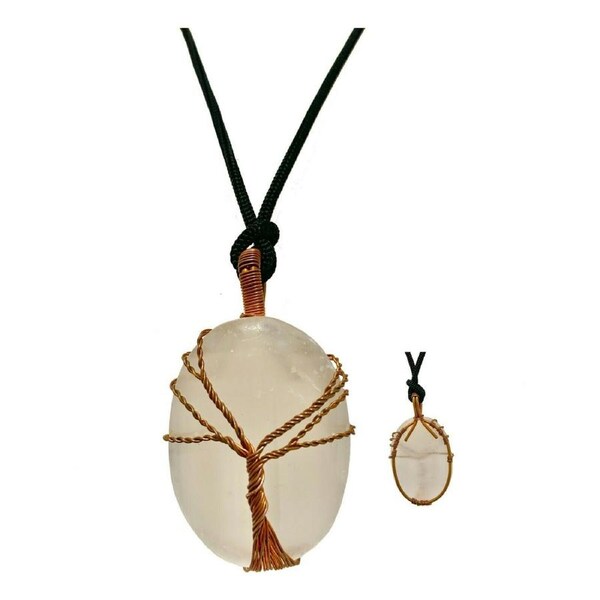 Selenite Wisdom Tree Crystal Pendant Jewellery Gemstone Spiritual Reiki Energy