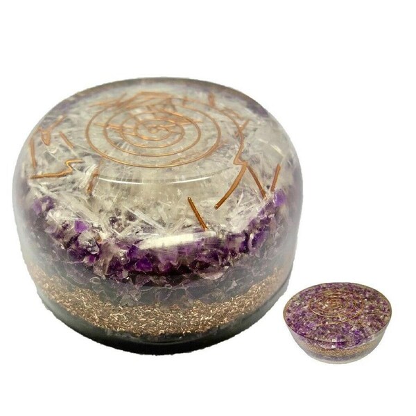Amethyst Orgonite Tower Buster Dome - EMF Protection Chakra Crystal Orgone