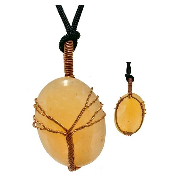 Yellow Aventurine Wisdom Tree Crystal Pendant Jewellery Gemstone Reiki Energy
