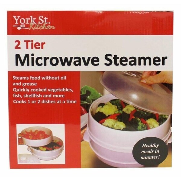 Microwave Steamer 2 Tier Double Layer for Cooking Meals Vegetables Kitchen