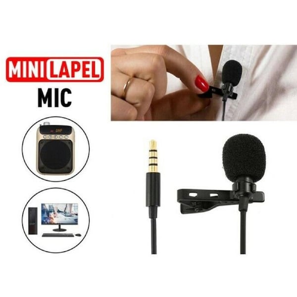 Clip-on Lapel Mini Lavalier Mic Microphone 3.5mm For Mobile Phone PC Recording