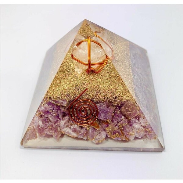 Lepidolite Merkaba Crystal Orgonite Orgone Pyramid EMF Protection Healing Energy