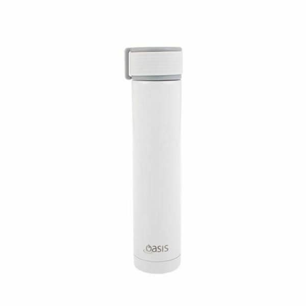 Oasis Skinny Mini Stainless Steel Double Wall Insulated Bottle 250ml White
