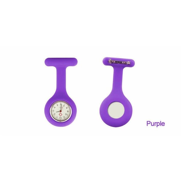 Silicone Nurse Brooch Tunic Fob Watch Nursing Nurses Pendant Pocket Watch PURPLE