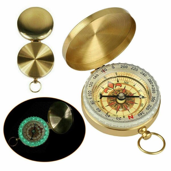 Camping Compass Portable Outdoor Classic Pocket Watch Bronzing Hiking Luminous A