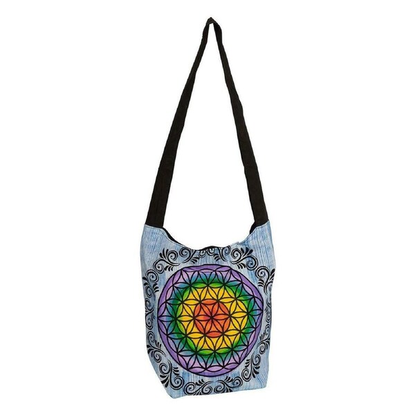 Yoga Pilates Tote Shoulder Bag 7 Chakras Flower of Life Blue