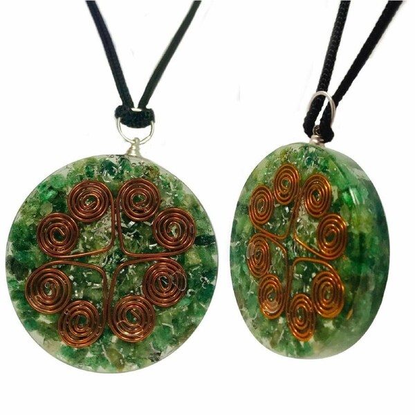 Green Jade Flower Of Life Orgonite Pendant – Copper, Sacred Geometry – Reiki & EMF Protection By MmCrystals (Handmade USA)