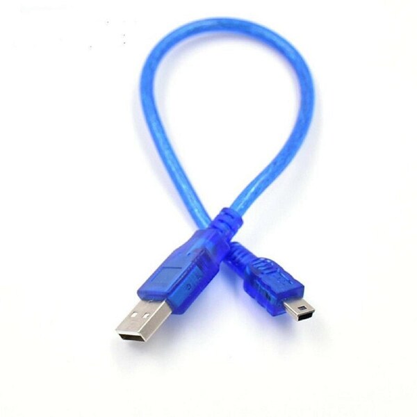 USB2.0 Short Extension Cable A Male to Mini 5-pin B Male USB Adapter Blue Cable