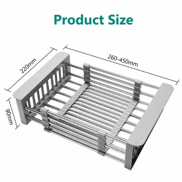 Expandable Dish Rack Drying In Sink Over Sink Drainer Stainless Steel Adjustable