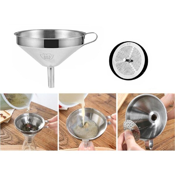 Stainless Steel Funnel Oil Liquid Funnel Metal Funnel Detachable Filter ...