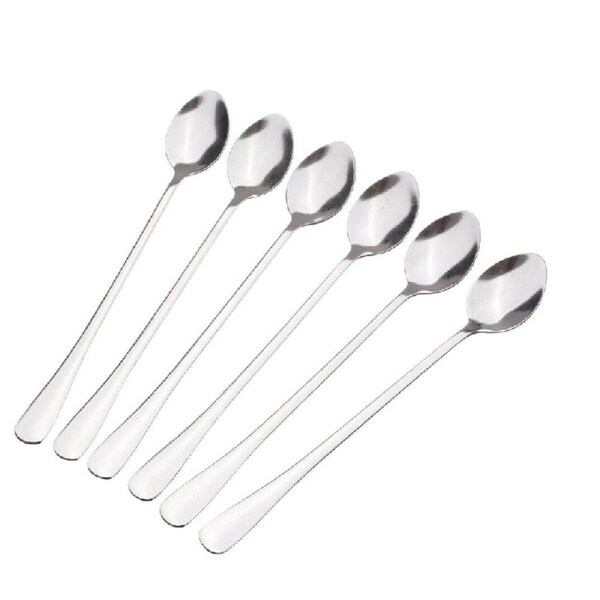 5 Pcs Long Handled Stainless Steel Coffee Spoon Cold Drink Ice Cream Tea Spoon