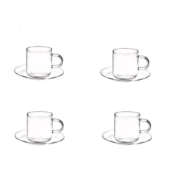 Set of 4 Odin Coffee Mug Glass Tea Borosilicate Thermal Heat Resistant 90ml