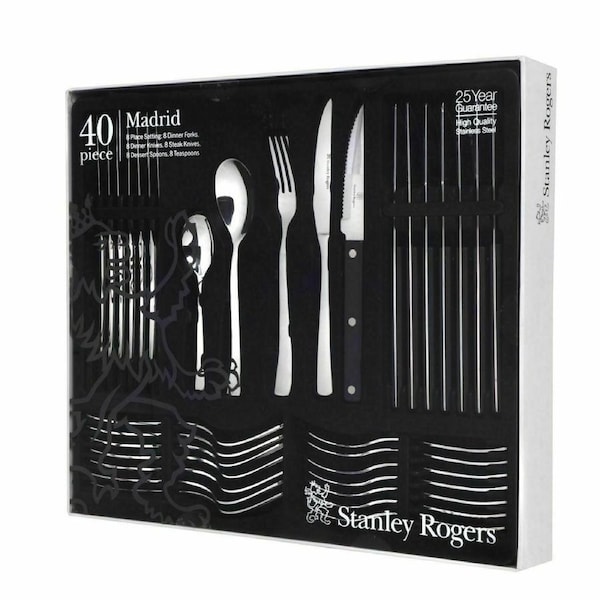 New Stanley Rogers 40 Pieces Madrid Cutlery Quality Stainless Steel Gift Boxed