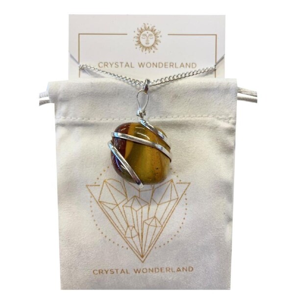 Infinity Loop Crystal Tumbled Collection Mookaite Pendant Necklace Silver