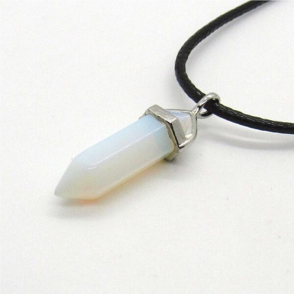 Gemstone Pendant Necklace Natural Quartz Crystal Point Chakra Healing Opal