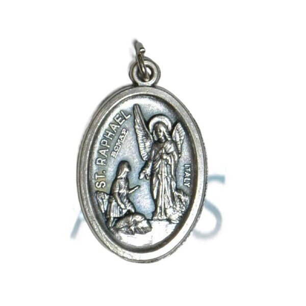 Saint Pendant Saints Religious Patron Charm Medal Necklace Italy St Raphael