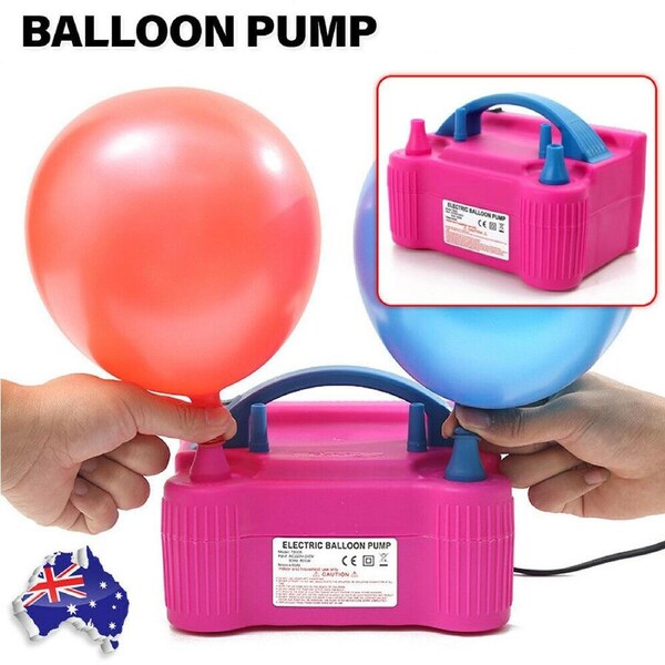 Electric Balloon Pump 600W Power 2 Nozzles Portable Ballon Inflator AU Plug