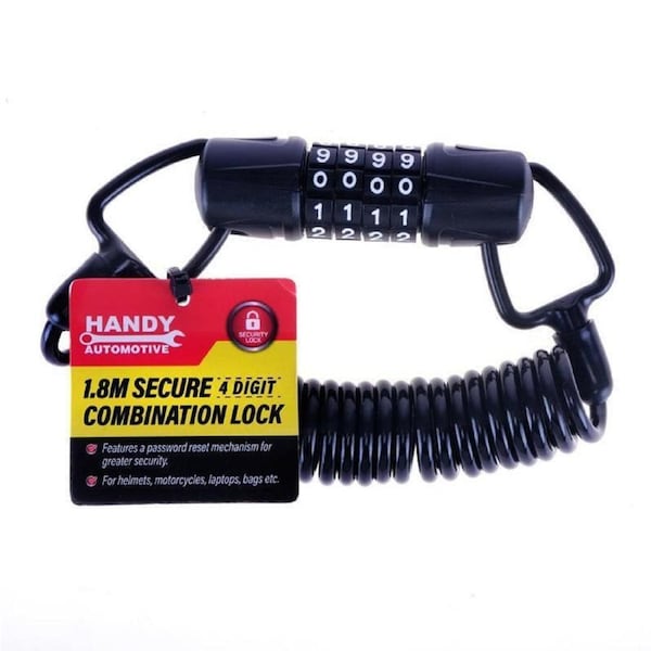 Combination Lock Spiral 4-Digit Secure Cable Anti Theft Chain Zinc Alloy 1.8m