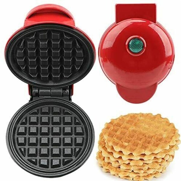 Mini Waffle Maker Baking Pan Pancake Heating Breakfast Making Machine Red
