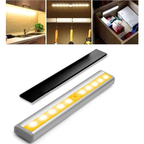 LED Motion Sensor PIR Cordless Night Light Closet Battery Powered Warm White