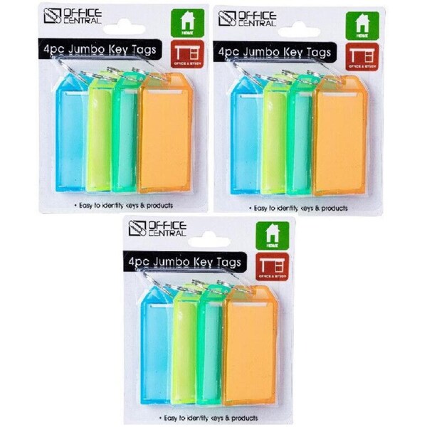 12 Pcs Plastic Key Tags With Ring Keys Identity Card Bag Luggage Labels Assorted