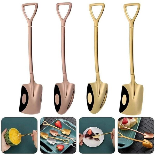 4 Pcs Shovel Shape Spoon Tea Coffee Sugar Cake Scoop Dessert Ice Cream Spoon