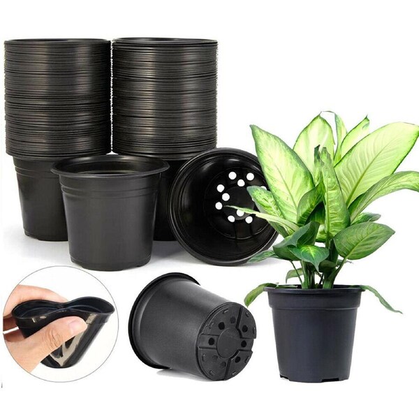 100x Plastic Plant Flower Pots Nursery Seedlings Growing Garden Black Plant Pots