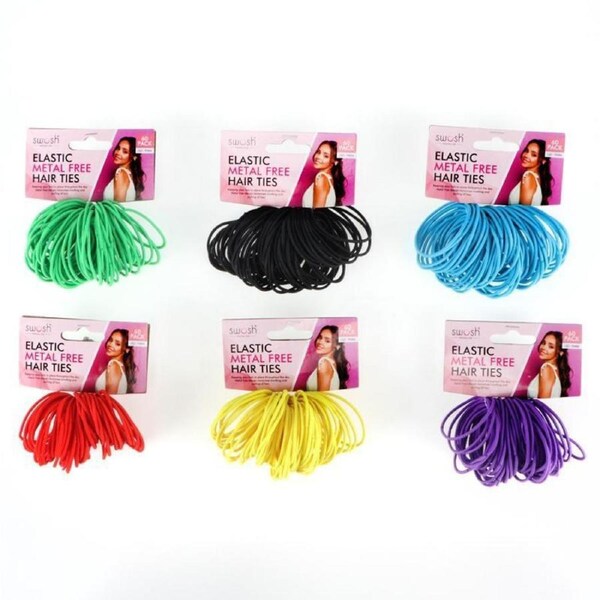 360x Hair Elastic Band Metal Free Thin Ties Snagless Ponytail Assorted