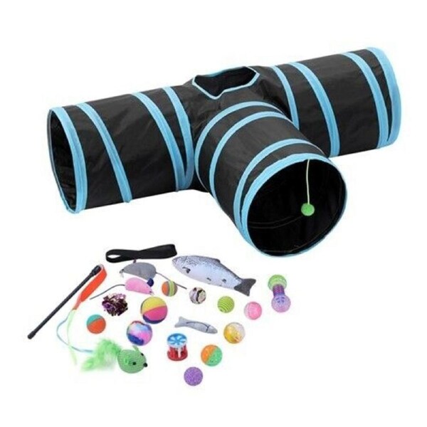 21Pcs Set Pet Tri Cat Tunnel Catnip Pet Toys Mouse Ball Stick Playground