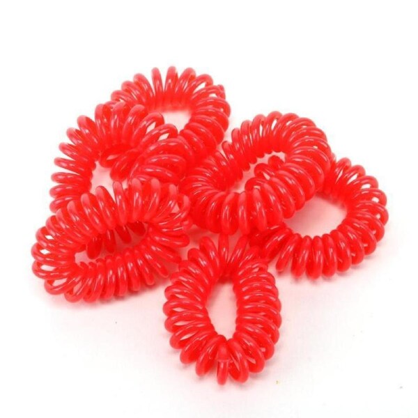 6x Swosh Spiral Hair Ties Anti-Kink Ponytail Holder Spring Hairband Red