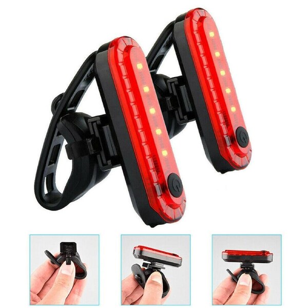 2x USB Rechargeable Bike Bicycle Cycling 4 Modes LED Front Rear Tail Light Lamp
