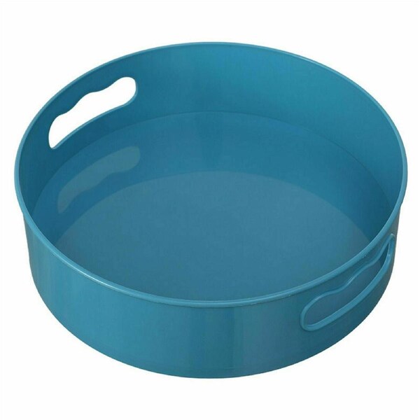 Blue Round Rotating Storage Organiser Revolving Condiment Rack Lazy Susan