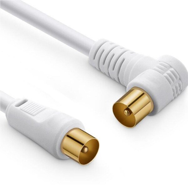 TV Antenna Aerial Cable Cord Coax PAL Male to Male Right Angle Plug 3m