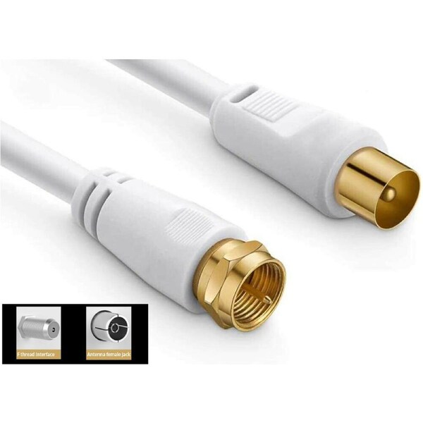 3M TV Antenna Cable PAL Male to F-Type Flylead Aerial Cord Coax Lead