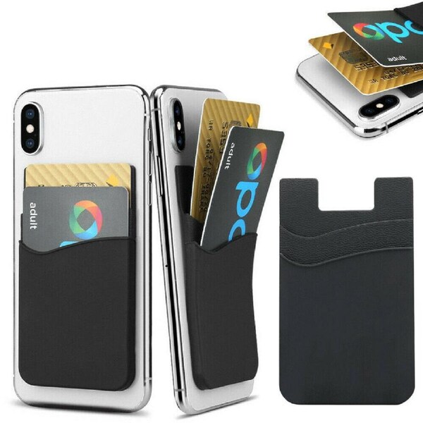 Double Layers Silicone Mobile Phone Back Card Holder Wallet 3M Stick On Adhesive
