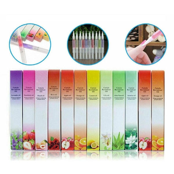 12x Nail Cuticle Oil Pen Set Gel Nail Oil Care Treatment Manicure Repair Pen Kit