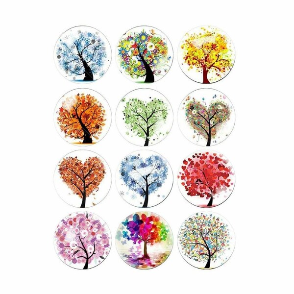 12 pcs Fridge Magnets Tree Of Life Glass Stickers Whiteboard Refrigerator Decor