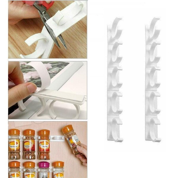 2x Kitchen Spice Gripper Strip Jar Rack Organiser Storage Holder Wall