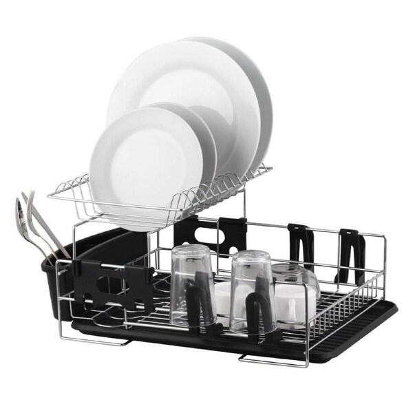 Dish Cup Drying Rack Drainer Tray Cutlery Holder Organiser Stainless Steel