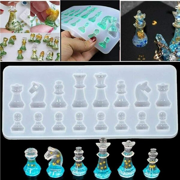 International Chess Silicone Mould Pendant Jewelry Resin Epoxy Casting Mold Tool
