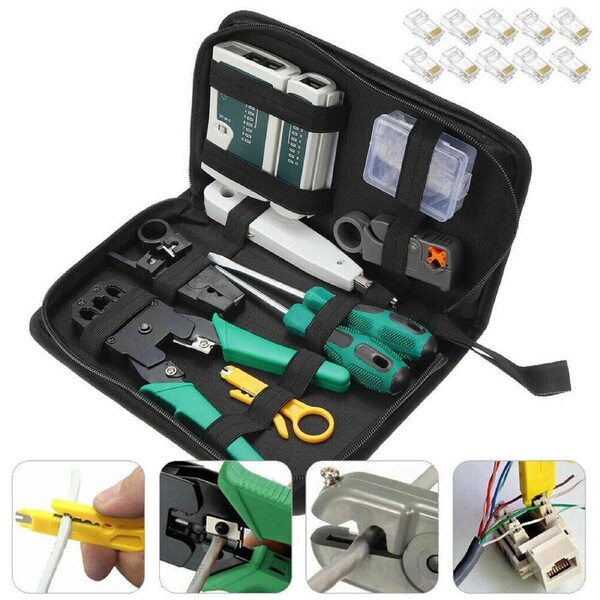 Analyzer Network Cable Tool Kit LAN Crimper Down Wire Stripper Cat5 6 RJ45 BAG
