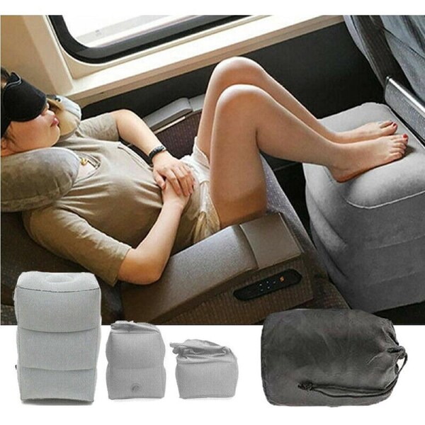 Inflatable Foot Rest Travel Air Pillow Cushion Office Home Leg Footrest Relax