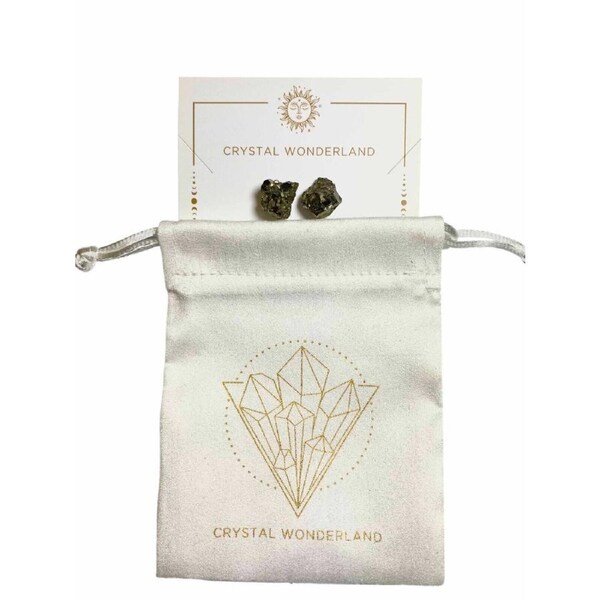 1 Pair Pyrite Earring Studs Natural Gemstone Crystal Healing