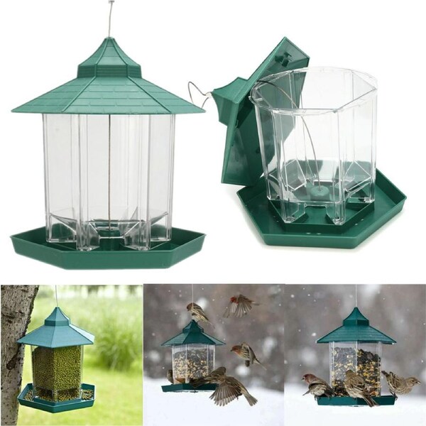 Garden Hanging Wild Bird Feeder Birds Gazebo Shape Container Waterproof Outdoor